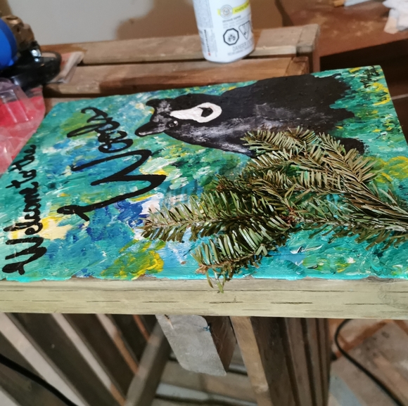 Acrylic Painting Welcome to the Woods art on wood - Picture 3 of 11
